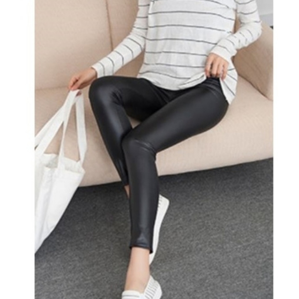 Black Faux Leather Stretch Leggings